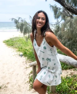 Amy Tattoo Dress | Green/Off White
