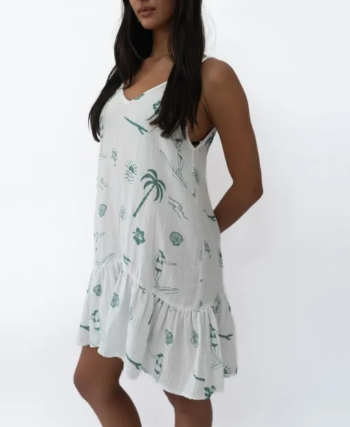Amy Tattoo Dress | Green/Off White