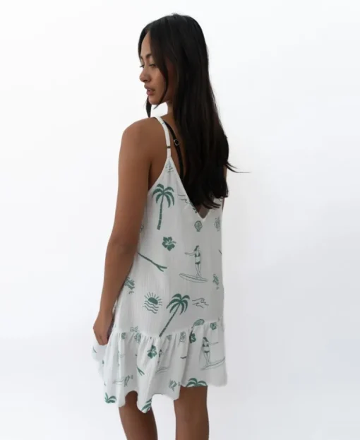 Amy Tattoo Dress | Green/Off White