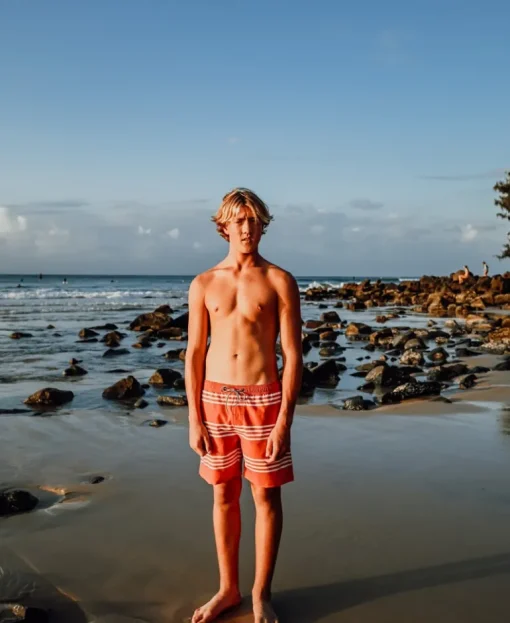 Beach Boy Elastic Boardie | Wash Red