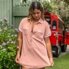 Bella Terry Dress | Coral/White