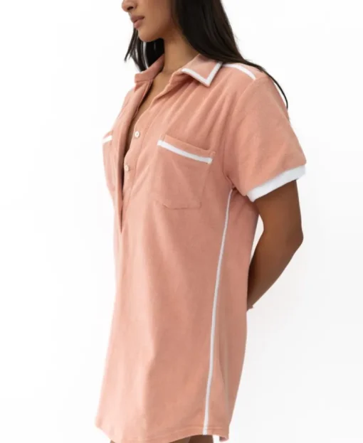 Bella Terry Dress | Coral/White