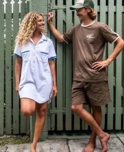 Bella Terry Dress | White/Azure
