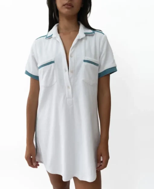 Bella Terry Dress | White/Azure