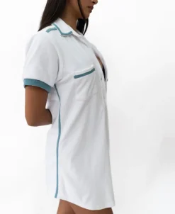 Bella Terry Dress | White/Azure