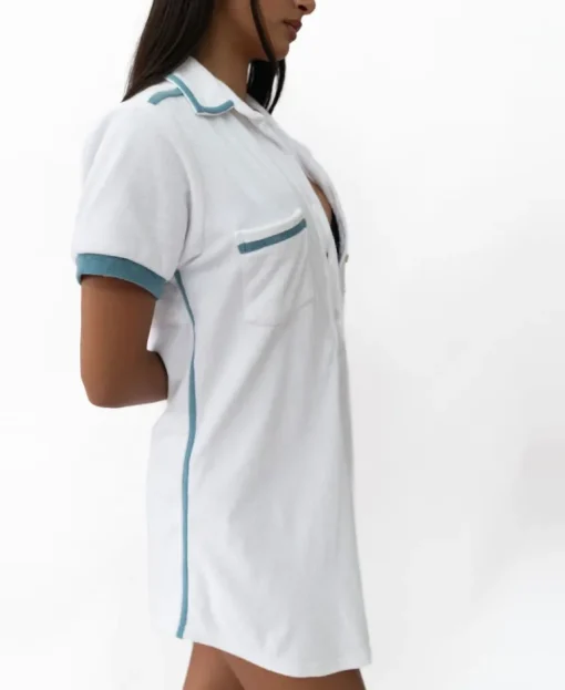 Bella Terry Dress | White/Azure