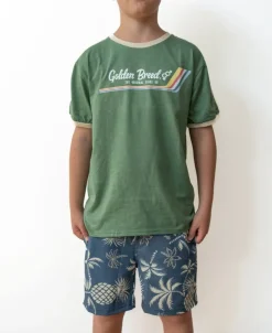 Boys Retro Ringer Tee | Leaf Green