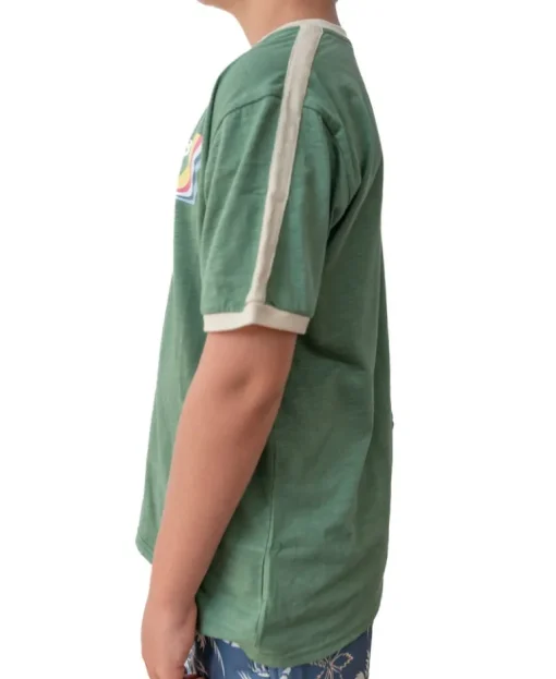 Boys Retro Ringer Tee | Leaf Green