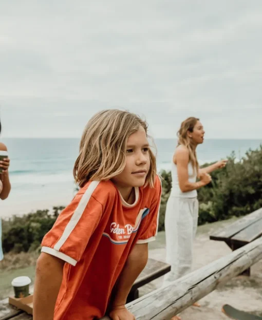 Boys Retro Ringer Tee | Wash Red