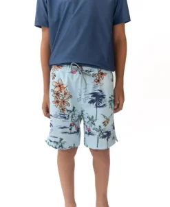 Flamingos Elastic Boys Boardie | Turquoise