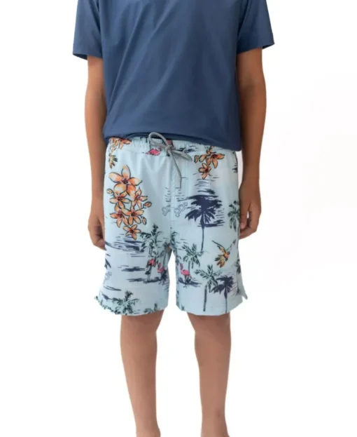 Flamingos Elastic Boys Boardie | Turquoise