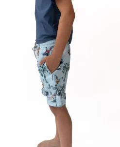 Flamingos Elastic Boys Boardie | Turquoise