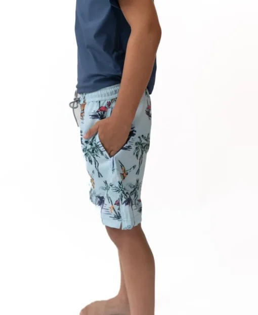 Flamingos Elastic Boys Boardie | Turquoise