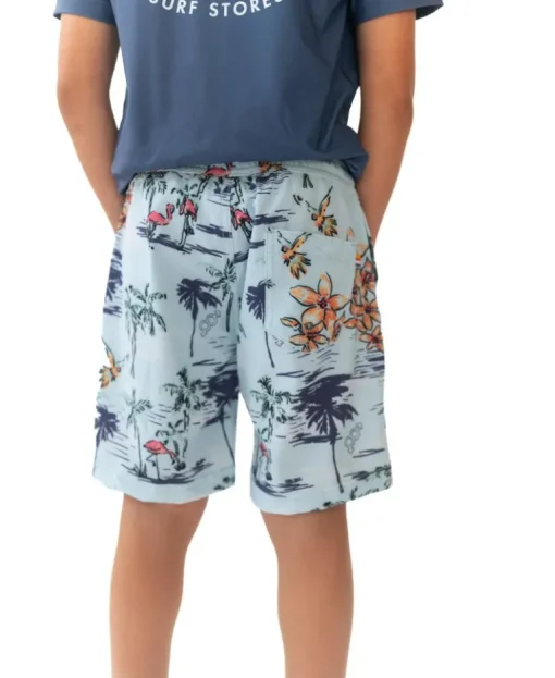 Flamingos Elastic Boys Boardie | Turquoise