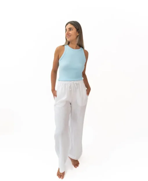 Gigi Linen Pant | White