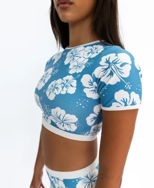 Indie Crop Tee | Hibiscus Azure / Off White