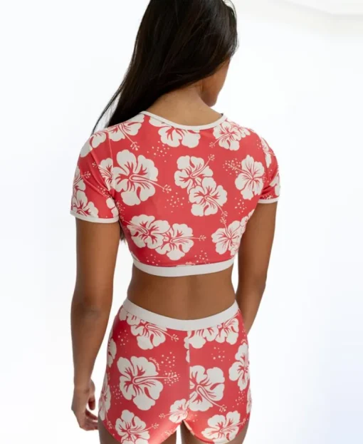 Indie Crop Tee | Hibiscus Wash Red / Beige