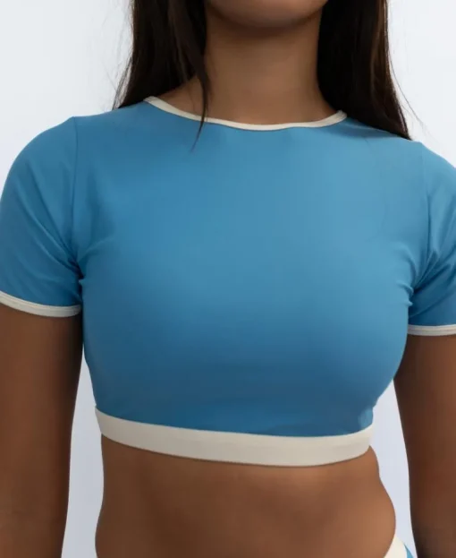 Indie Crop Tee Retro | Azure / Off White