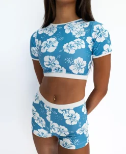 Jo Jo Short | Hibiscus Azure / Off White