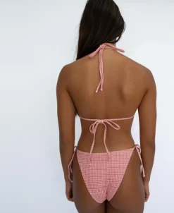 Kellie Tie Side Bottom | Pink Houndstooth