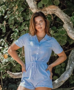 Lexi Playsuit | Blue/White Stripe