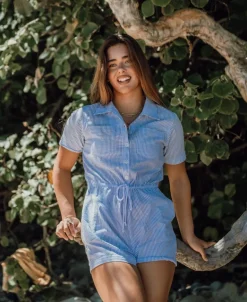 Lexi Playsuit | Blue/White Stripe