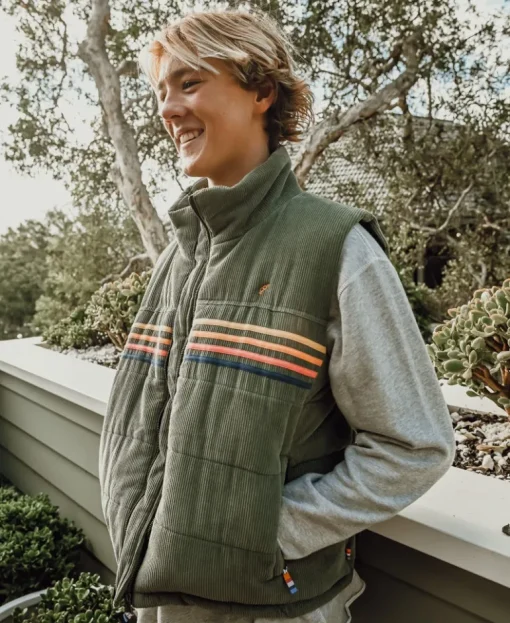 Lofoten Cord Puffer Vest | Khaki