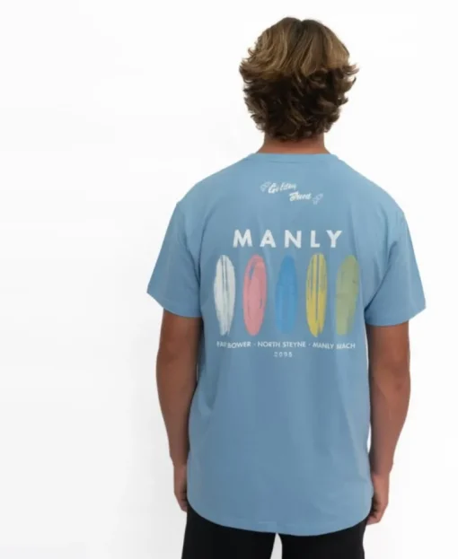 Manly Boards Tee | Azure Blue
