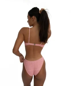 Mischa Bikini Top | Pink Houndstooth
