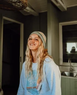 Organic Cotton Stripe Beanie | Sage