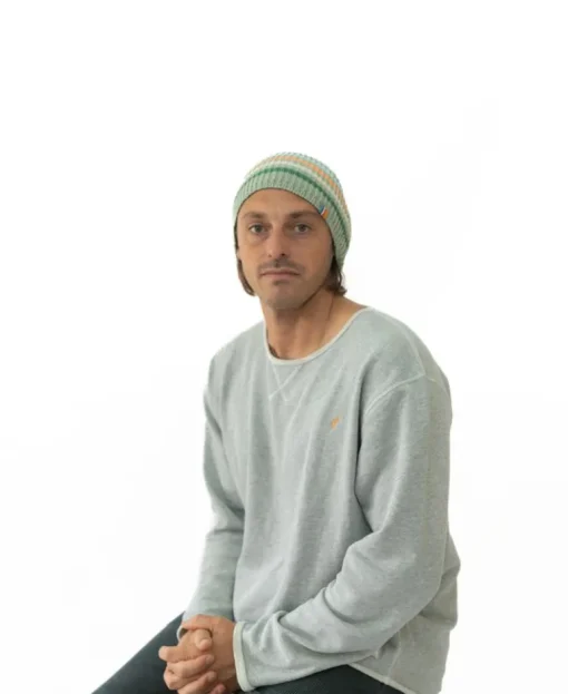 Organic Cotton Stripe Beanie | Sage