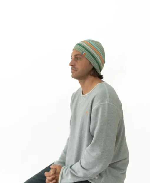 Organic Cotton Stripe Beanie | Sage