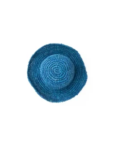 Raffia Bucket Hat with Brim | Blue