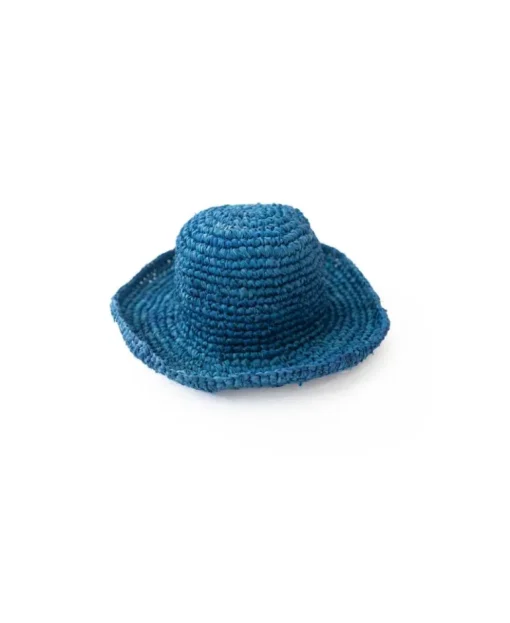 Raffia Bucket Hat with Brim | Blue
