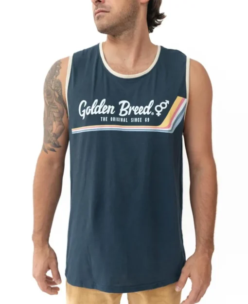Retro Ringer Muscle Tank | Navy