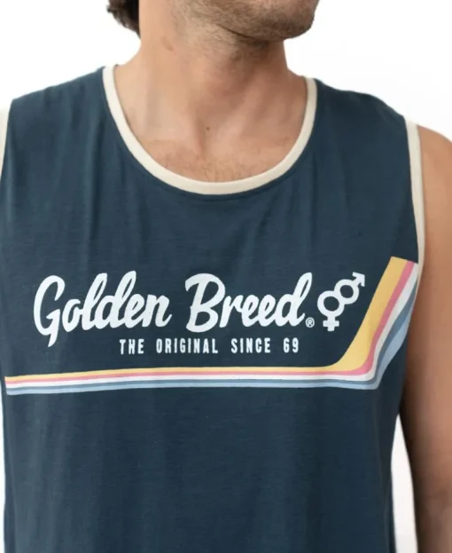 Retro Ringer Muscle Tank | Navy