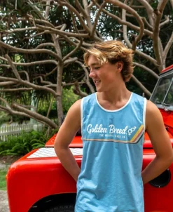 Retro Ringer Muscle Top | Azure Blue