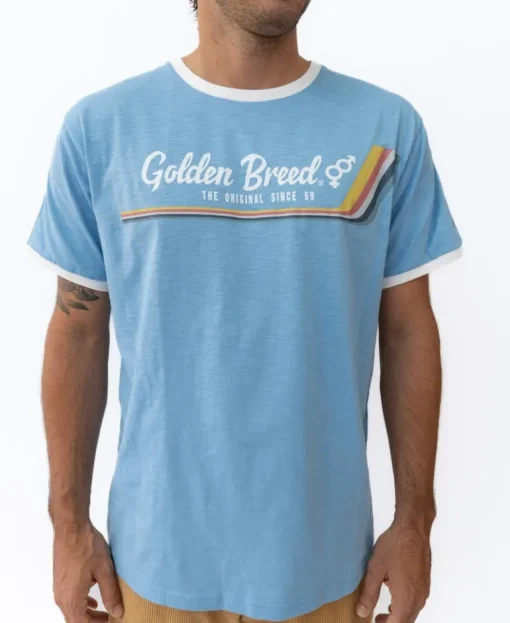 Retro Ringer Tee | Azure Blue