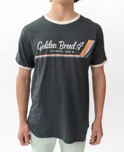 Retro Ringer Tee Shirt | Wash Black – Golden Breed Australia
