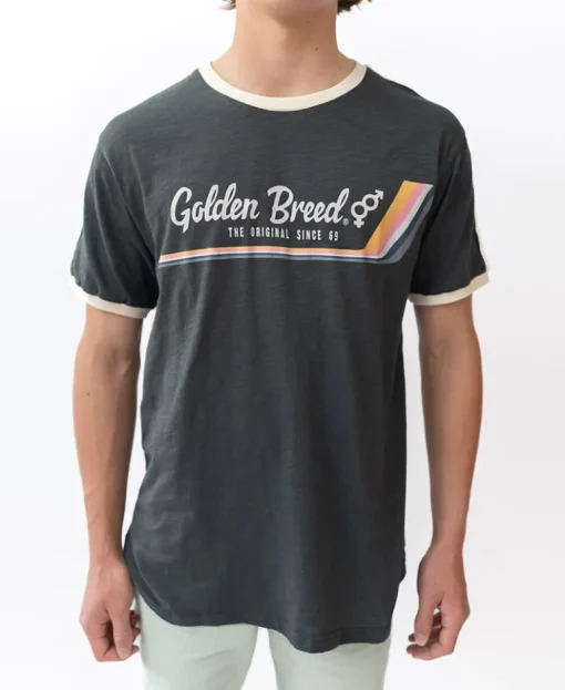 Retro Ringer Tee Shirt | Wash Black – Golden Breed Australia