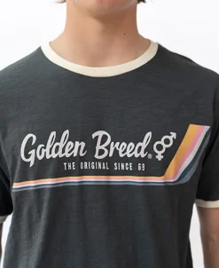 Retro Ringer Tee Shirt | Wash Black – Golden Breed Australia