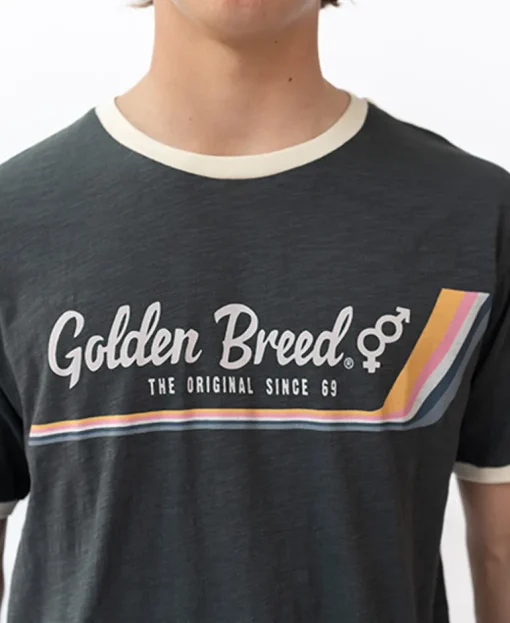 Retro Ringer Tee Shirt | Wash Black – Golden Breed Australia