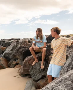 Rincon Stripe Tee | Wash Orange