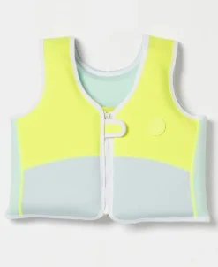 Salty the Shark Swim Vest 3-6 | Aqua Neon Yellow