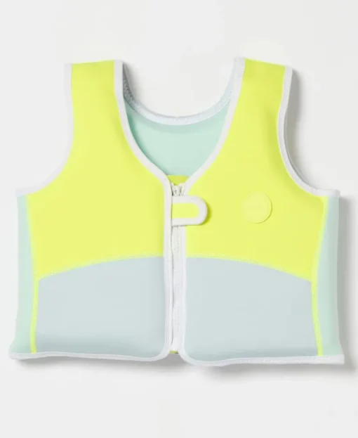 Salty the Shark Swim Vest 3-6 | Aqua Neon Yellow