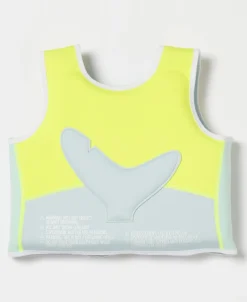 Salty the Shark Swim Vest 3-6 | Aqua Neon Yellow
