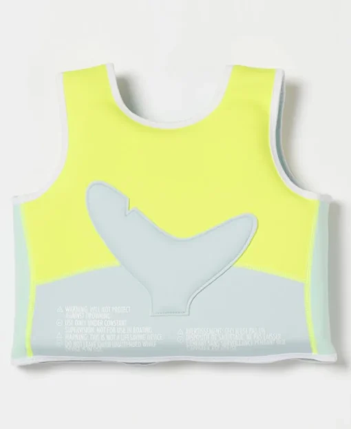 Salty the Shark Swim Vest 3-6 | Aqua Neon Yellow