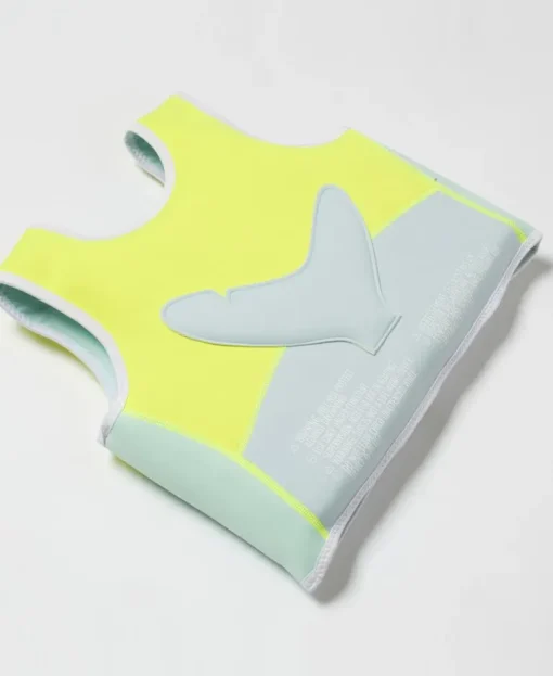 Salty the Shark Swim Vest 3-6 | Aqua Neon Yellow