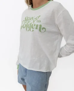 Stay Golden LS | Off White/Moss