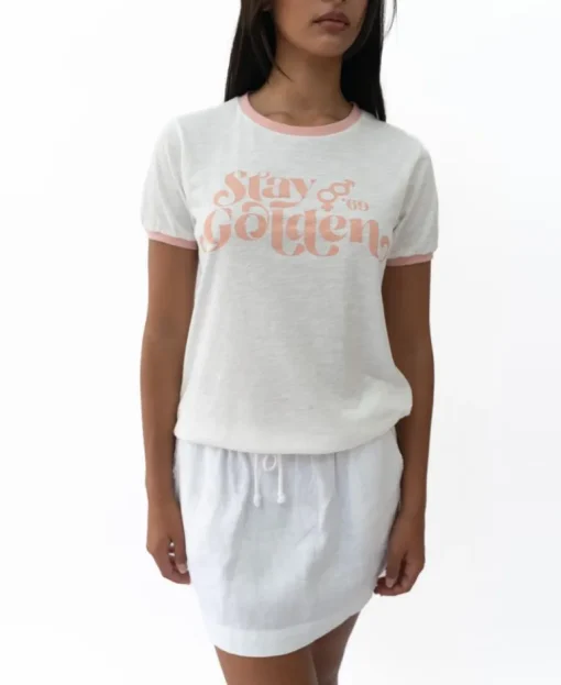 Stay Golden Ringer | Off White/Coral